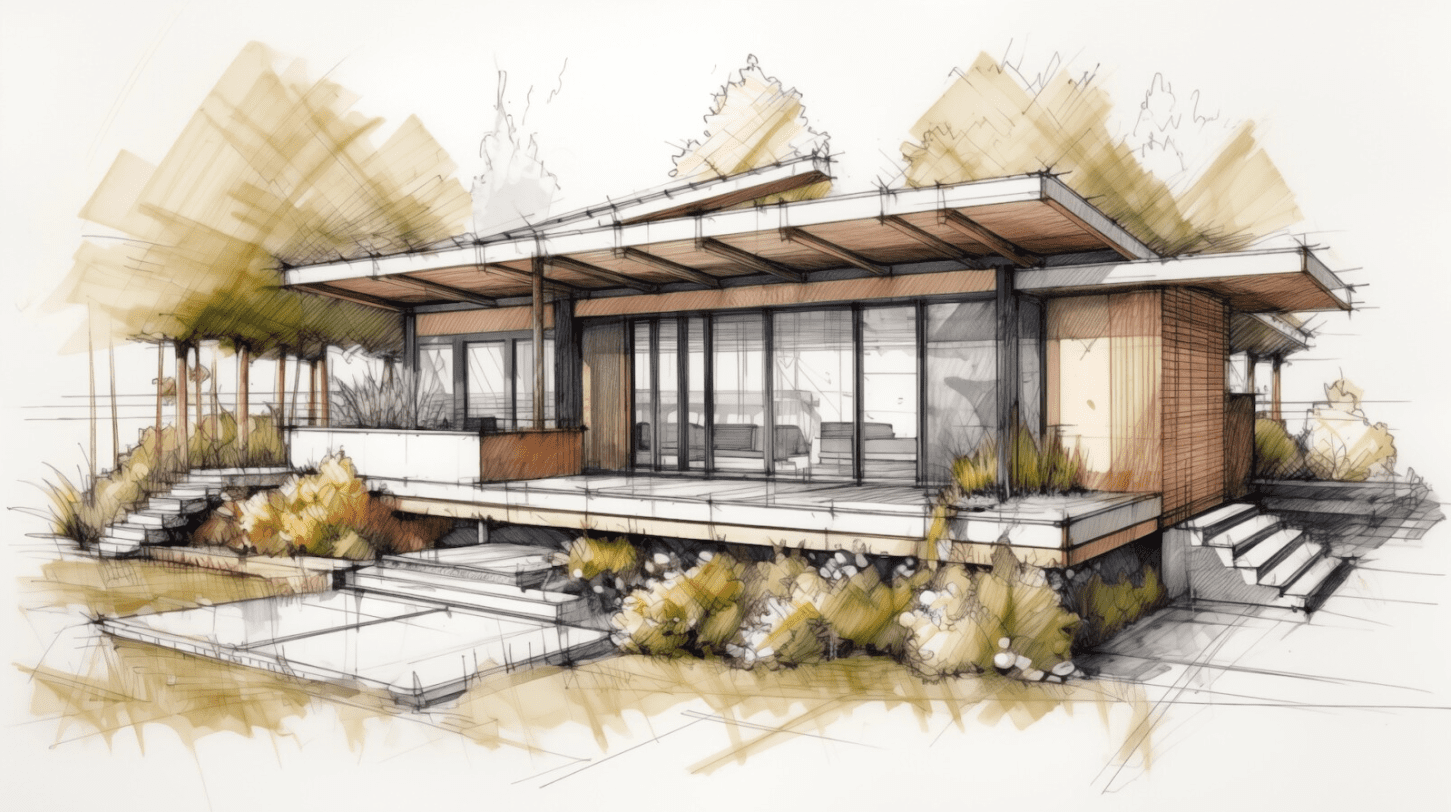 Architektur Zeichnung | Nachhaltiges Gebäude - Modern
